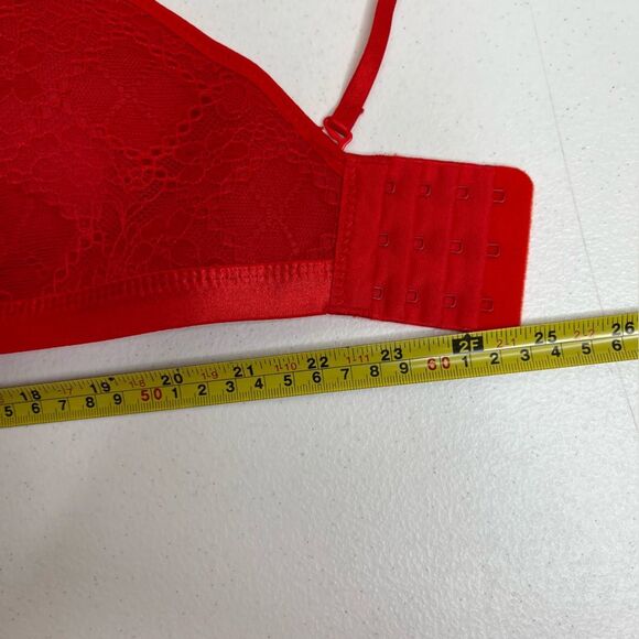 Red Lace Bralette Corset Lace Tie Up Bra Convertible Strapless Push Up Women 34C - Picture 14 of 16